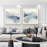 Framed Blue Mountain Canvas Art Set - 80cm x 80cm with Gold Frame - Front View