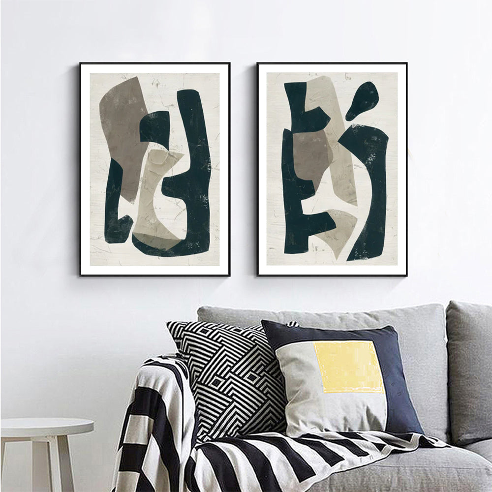 Abstract Puzzle Wall Art Set - 40x60cm Black Framed Canvas Prints
