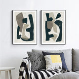 Abstract Puzzle Wall Art Set - 40x60cm Black Framed Canvas Prints - Front View