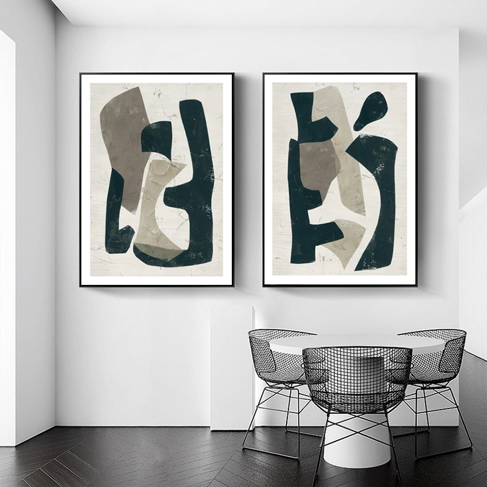 Abstract Puzzle Wall Art Set - 40x60cm Black Framed Canvas Prints