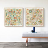 Charming 80cmx80cm Canvas Wall Art Set with Wooden Frame - Lovely Pattern II - Front View