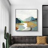September Afternoon Canvas Wall Art with Black Floating Frame - 90cm x 90cm - Front View