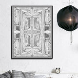 Abstract Mountain Canvas Art with Black Frame - 50cm x 70cm - Top-Down View