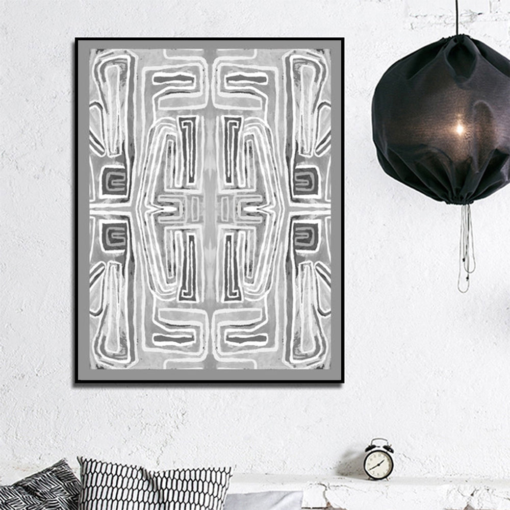 Abstract Mountain Canvas Wall Art with Black Floating Frame - 60cm x 90cm