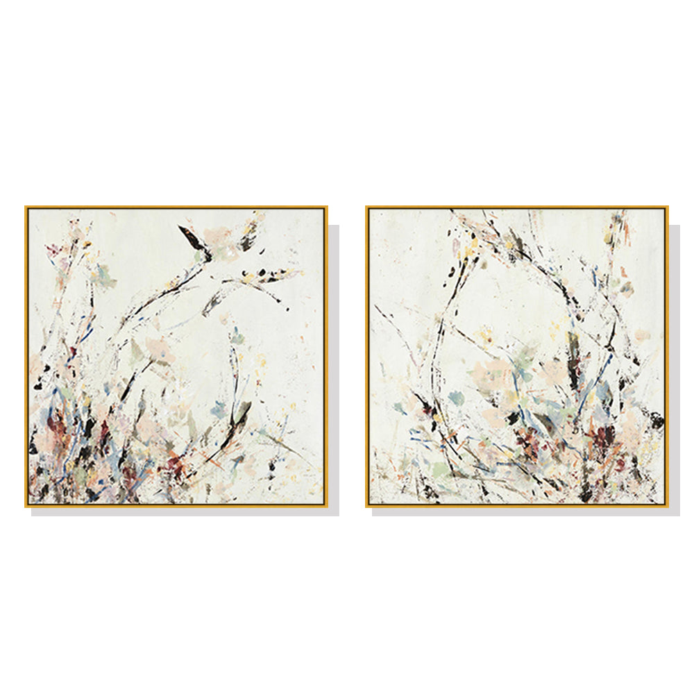 Gold Framed 40cmx40cm Canvas Prints - Afternoon Walk Duo Set