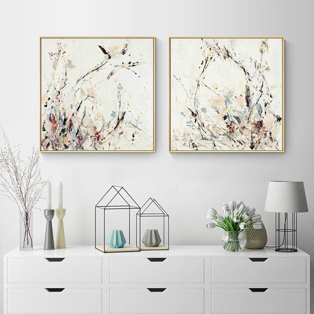 Afternoon Walk Canvas Art Set with Gold Frames - 90cm x 90cm