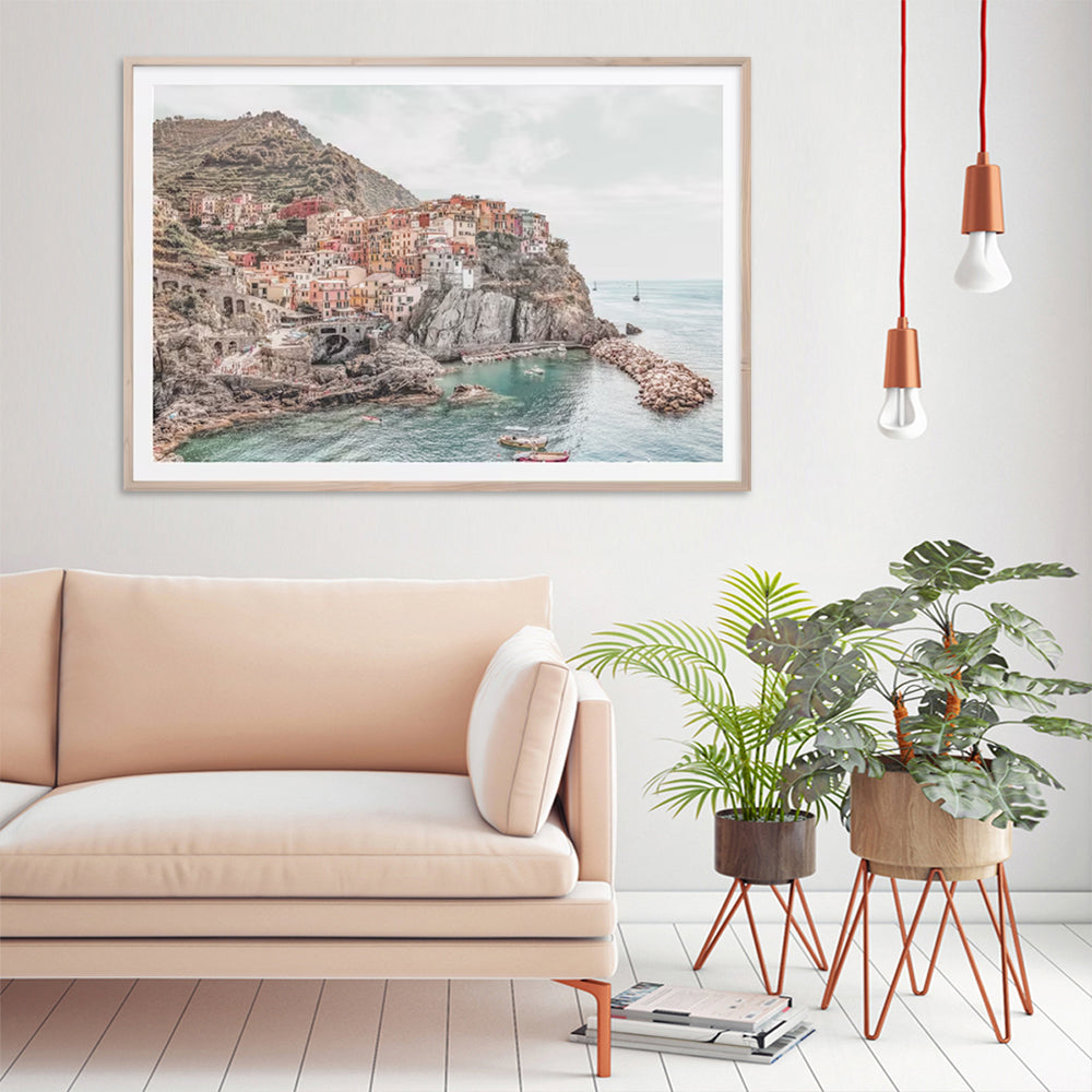 Cinque Terre Canvas Print with Floating Frame - 80x120cm Italian Wall Art