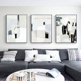 Elegant Black Framed Canvas Triptych - Soft Spoken Prints 50cm x 70cm - Side View