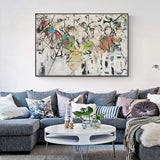 Abstract White Dream Canvas Art with Black Floating Frame - 90cm x 135cm - Side View