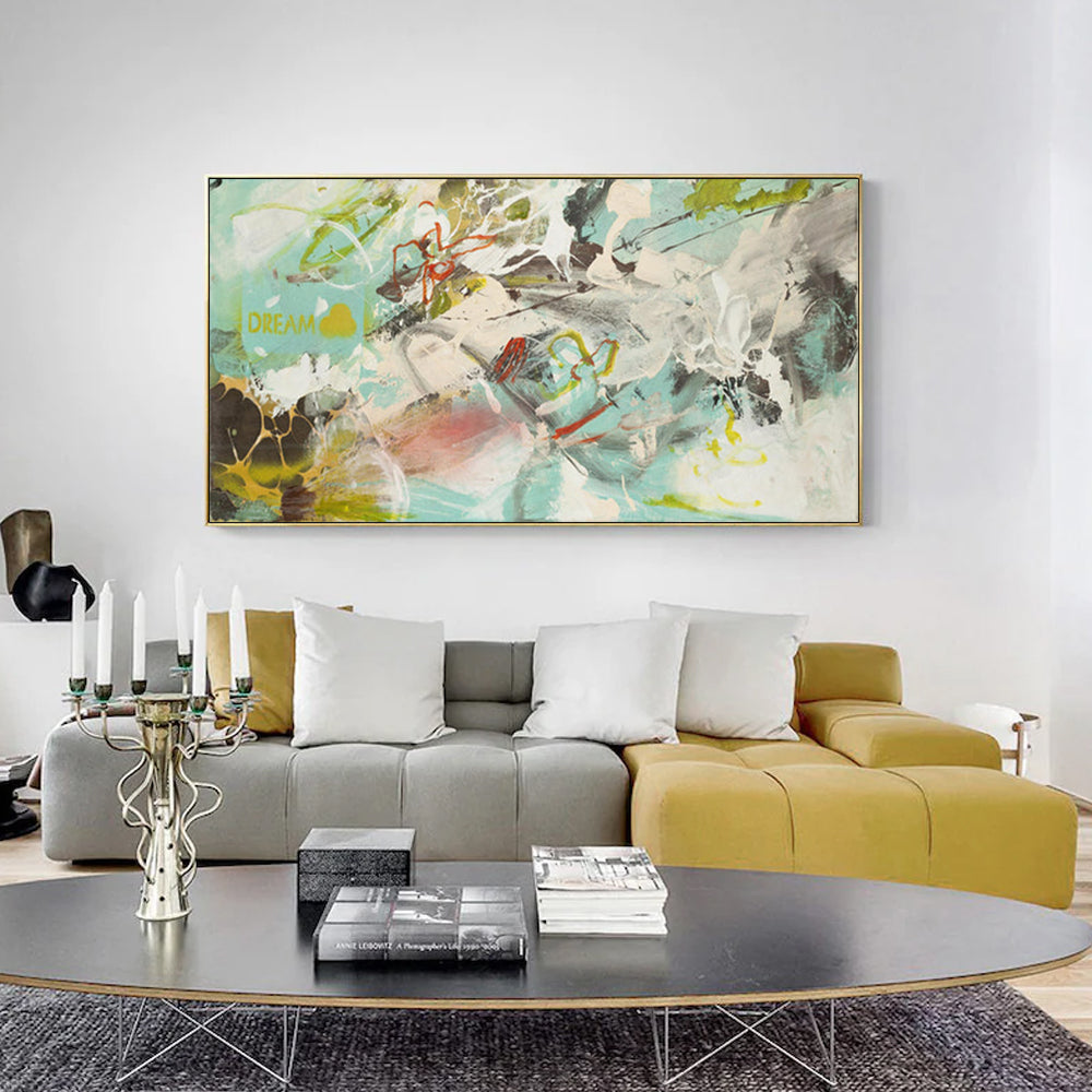 Floating Dreams Canvas Art in Gold Frame - 40cm x 80cm