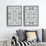 Elegant Black and White Canvas Wall Art Set - 60cm x 90cm with Floating Frame - Front View