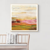 Canvas Art Print: 80cmx80cm Golden Framed Blooming Field - Side View
