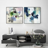 Contemporary Blue Crushers Canvas Art - 50cm x 50cm Framed Prints (Set of 2) - Front View