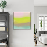 Colorful Watercolor Canvas Art with Black Floating Frame - 60cm x 60cm - Front View