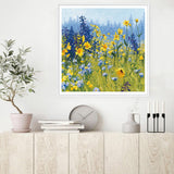 Joyful In July Canvas Art Print - 90cm x 90cm with White Floating Frame - Front View