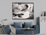Brigitte Bardot Bath Time Canvas Art Print - Framed 30x40cm - Side View