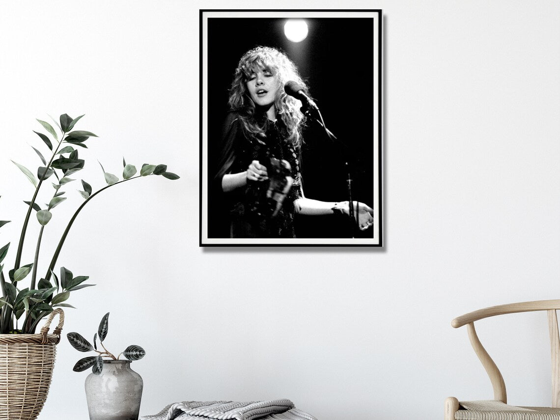 Young Stevie Nicks Concert Canvas Art Print with Black Frame - 40cm x 60cm