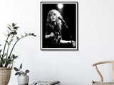 Young Stevie Nicks Concert Canvas Art Print with Black Frame - 40cm x 60cm - Side View