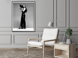 Cher Music Black and White Canvas Wall Art - 30x40cm with Black Floating Frame - Side View