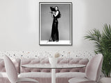 Cher Music Black & White Canvas Wall Art - 50cm x 70cm with Black Floating Frame - 45-Degree Angle