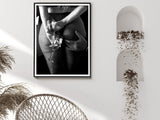 Elegant Canvas Wall Art 50cmx70cm - Woman Enjoying Wine in a Chic Bar, Framed Design - Front View