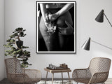 Elegant Canvas Wall Art 50cmx70cm - Woman Enjoying Wine in a Chic Bar, Framed Design - Top-Down View