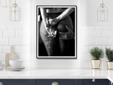 Elegant Canvas Wall Art: 100cm x 150cm Woman Enjoying Wine at the Bar with Black Frame - 45-Degree Angle
