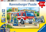 Ravensburger - Police and Firefighters Puzzle 2x12 Piece Puzzle