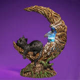 Black Cat Crescent Moon Tree LED Light