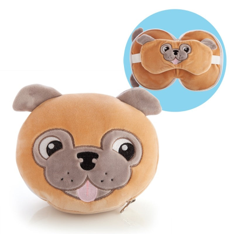 Travel Buddy Pug Plush Mask & Neck Pillow
