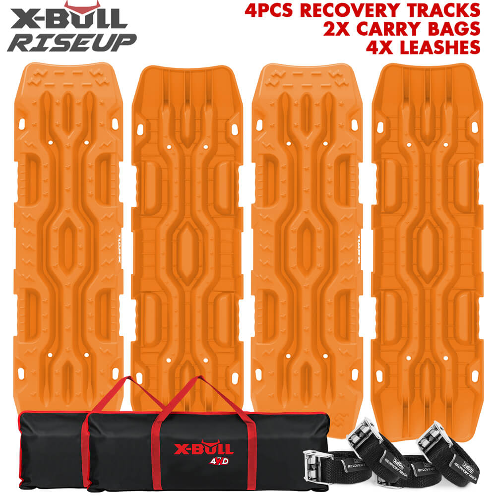 XBULL Rise Up Series 4X4 Recovery Tracks - 4PCS Heavy-Duty Sand, Mud, and Snow Extraction Boards for 4WD Vehicles
