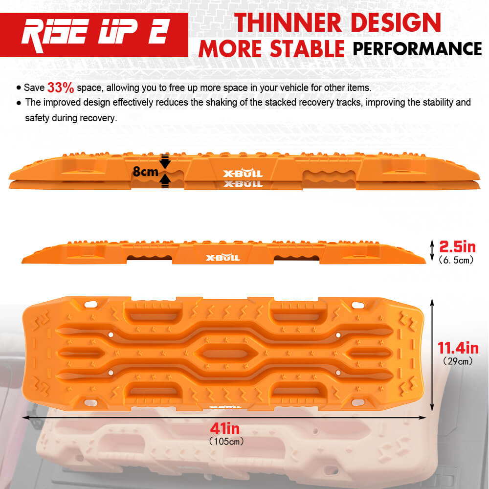 XBULL Rise Up Series 4X4 Recovery Tracks - 4PCS Heavy-Duty Sand, Mud, and Snow Extraction Boards for 4WD Vehicles