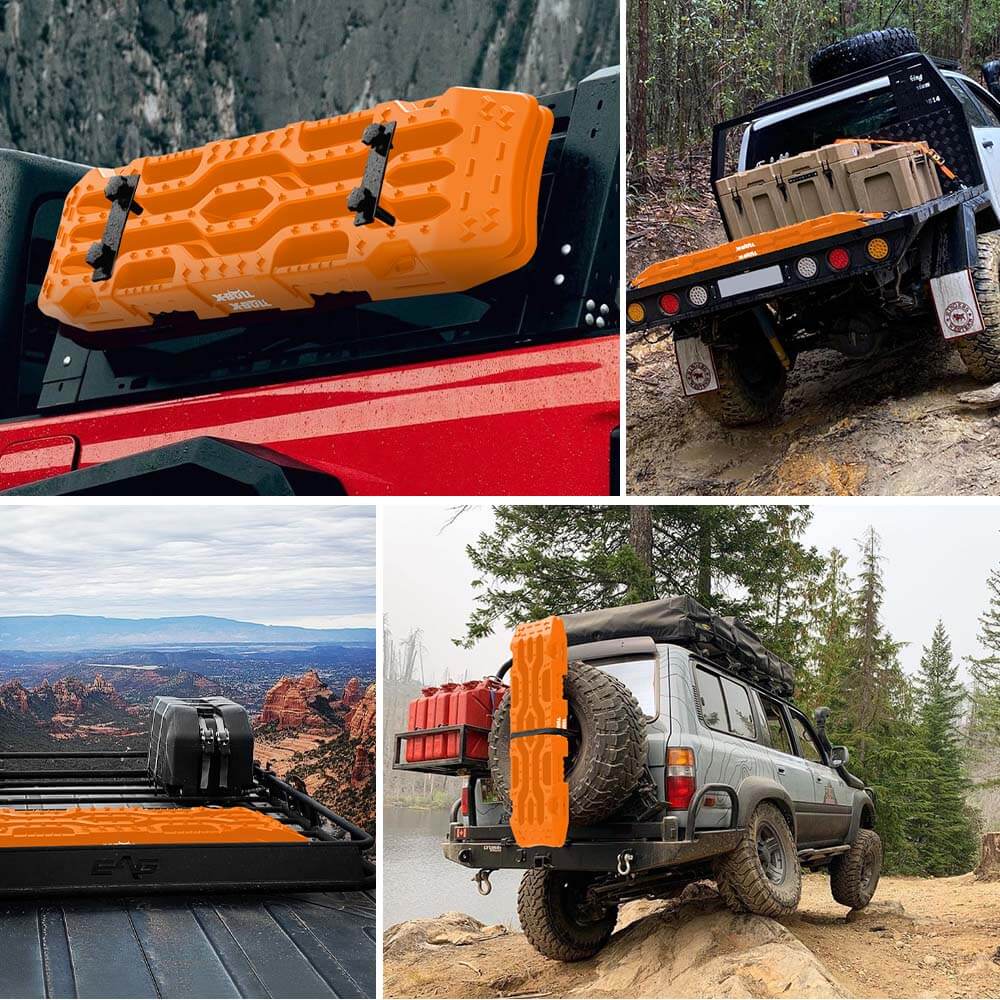 XBULL Rise Up Series 4X4 Recovery Tracks - 4PCS Heavy-Duty Sand, Mud, and Snow Extraction Boards for 4WD Vehicles