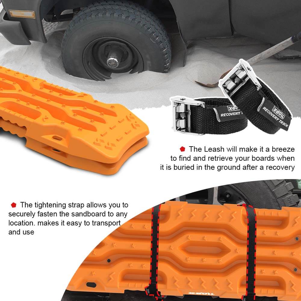 XBULL Rise Up Series 4X4 Recovery Tracks - 4PCS Heavy-Duty Sand, Mud, and Snow Extraction Boards for 4WD Vehicles