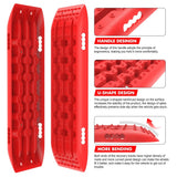 X-BULL KIT1 Recovery track Board Traction Sand trucks strap mounting 4x4 Sand Snow Car RED - Front View
