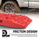 X-BULL 2PCS Recovery Tracks Snow Tracks Mud tracks 4WD With 4PC mounting bolts Red - Top-Down View