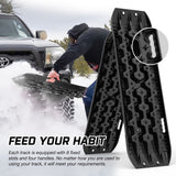 X-BULL Recovery tracks Boards 10T 2 Pairs Sand Mud Snow With Mounting Bolts pins Black - Low Angle