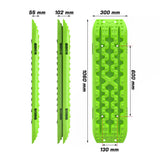 X-BULL 2PCS Recovery Tracks Snow Tracks Mud tracks 4WD With 4PC mounting bolts Green - Top-Down View