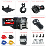 X-BULL 3000lbs Electric Winch with Steel Wire Cable - Dual Set for Boat, ATV, UTV, and Trailer Use - Front View
