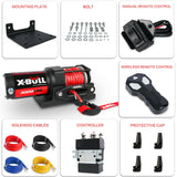 X-BULL 12V Electric Winch Boat 3000LBS Synthetic Rope Wireless Remote ATV 4WD 2 Units - Front View