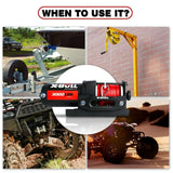 X-BULL 12V Electric Winch Boat 3000LBS Synthetic Rope Wireless Remote ATV 4WD 2 Units - Side View
