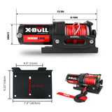 X-BULL 12V Electric Winch Boat 3000LBS Synthetic Rope Wireless Remote ATV 4WD 2 Units - Close-Up Angle