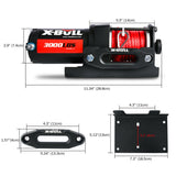 X-BULL Electric Winch 12V Wireless 3000lbs/1360kg Synthetic Rope BOAT ATV 4WD - Low Angle