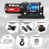 X-BULL Electric Winch 12V 3000LBS Synthetic Rope ATV UTV Boat Trailer With 2 X Wireless remote - Side View
