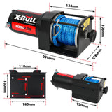 X-BULL Electric Winch 12V 3000LBS Synthetic Rope ATV UTV Boat Trailer With 2 X Wireless remote - Rear View