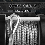 X-BULL 12V Electric Winch 5000LBS Wireless Steel Cable ATV Boat With 13M Synthetic Rope - Low Angle