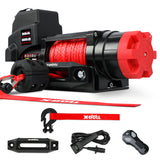 X-BULL Electric Winch 12V 6000LBS Synthetic Rope Wireless remote ATV UTV Boat Trailer 4WD - Front View