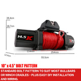 X-BULL 12V Electric Winch 14500LBS synthetic rope with 4PCS Recovery Tracks Gen3.0 Black - Top-Down View