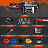 X-BULL 4500lbs Heavy-Duty 12V Electric Winch with Steel Wire Cable for Boats, ATVs, UTVs, and Trailers - Pack of 4 Units - Front View