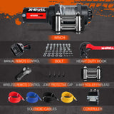 X-BULL 4500LB Electric Winch 12V Winch Boat Trailer ATV Steel Cable With 5.5MX13M Synthetic Rope Grey - Side View